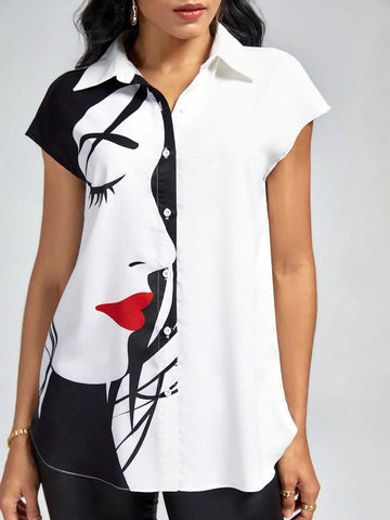 Figure Graphic Batwing Sleeve Shirt
