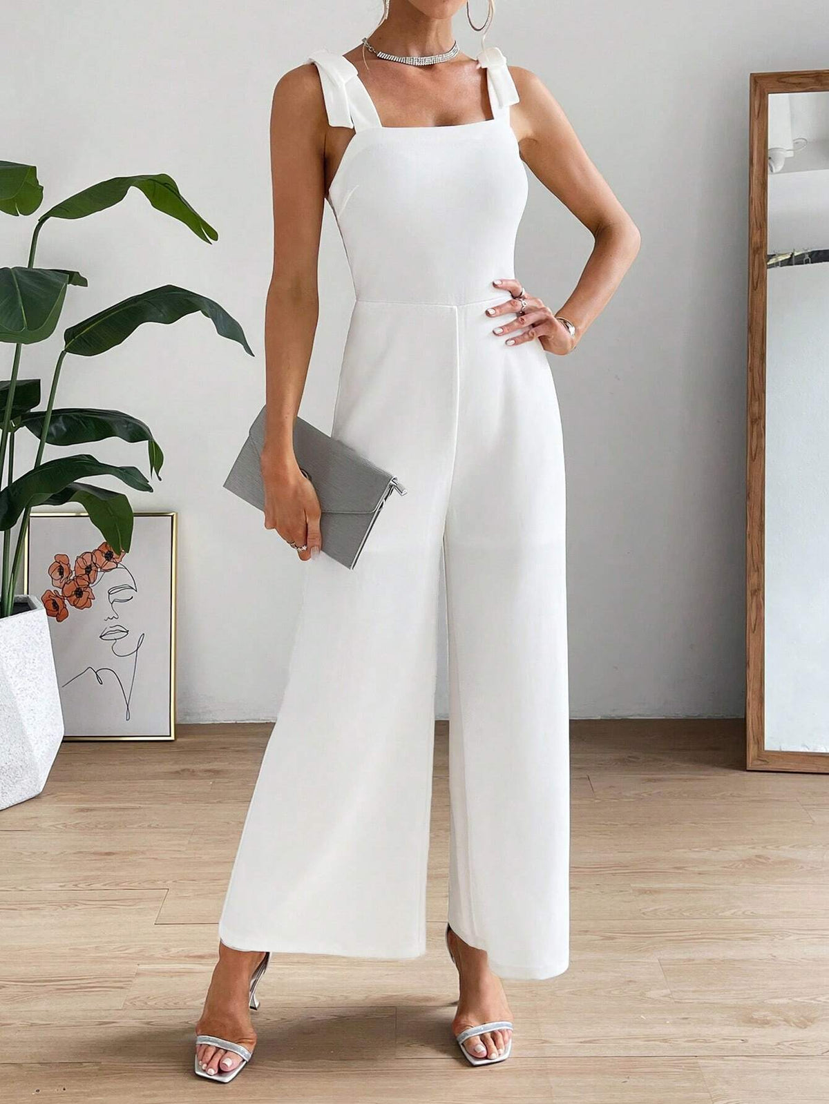 Solid Wide Leg Cami Jumpsuit