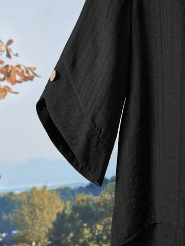 EMERY ROSE Solid Blouse & Asymmetrical Hem Pants