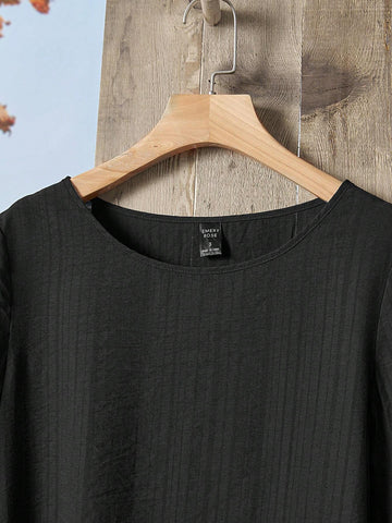 EMERY ROSE Solid Blouse & Asymmetrical Hem Pants