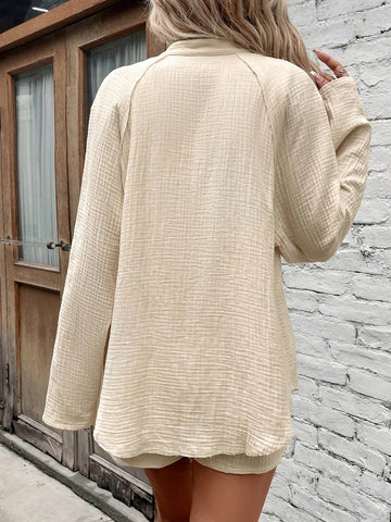 Raglan Sleeve Pocket Patched Shirt & Shorts