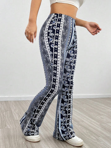 PETITE Allover Print Flare Leg Pants
