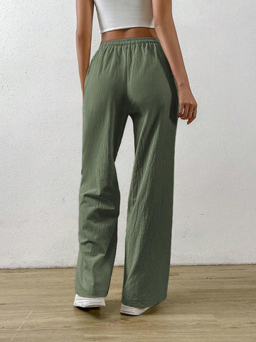 EZwear Drawstring Waist Slant Pocket Pants