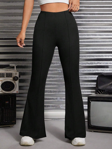 PETITE High Waist Split Hem Flare Leg Pants