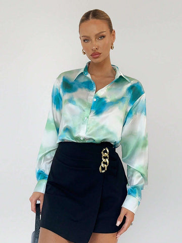 Tie Dye Button Front Shirt Workwear
