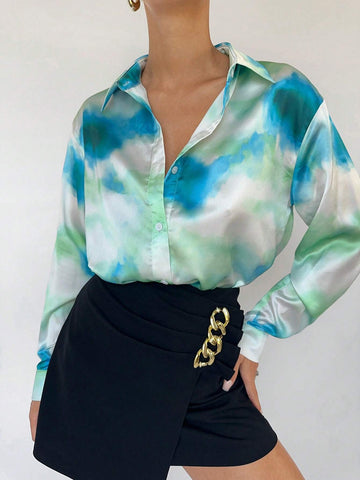 Tie Dye Button Front Shirt Workwear