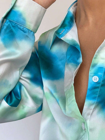 Tie Dye Button Front Shirt Workwear