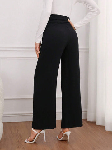 High Waist Belted Wide Leg Pants