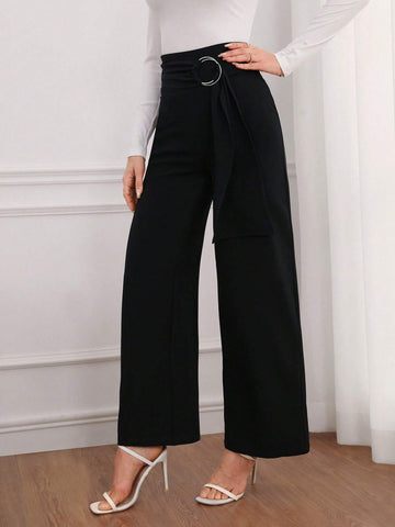 High Waist Belted Wide Leg Pants