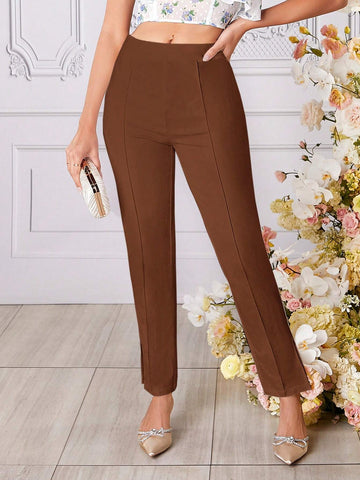 Solid Split Hem Pants