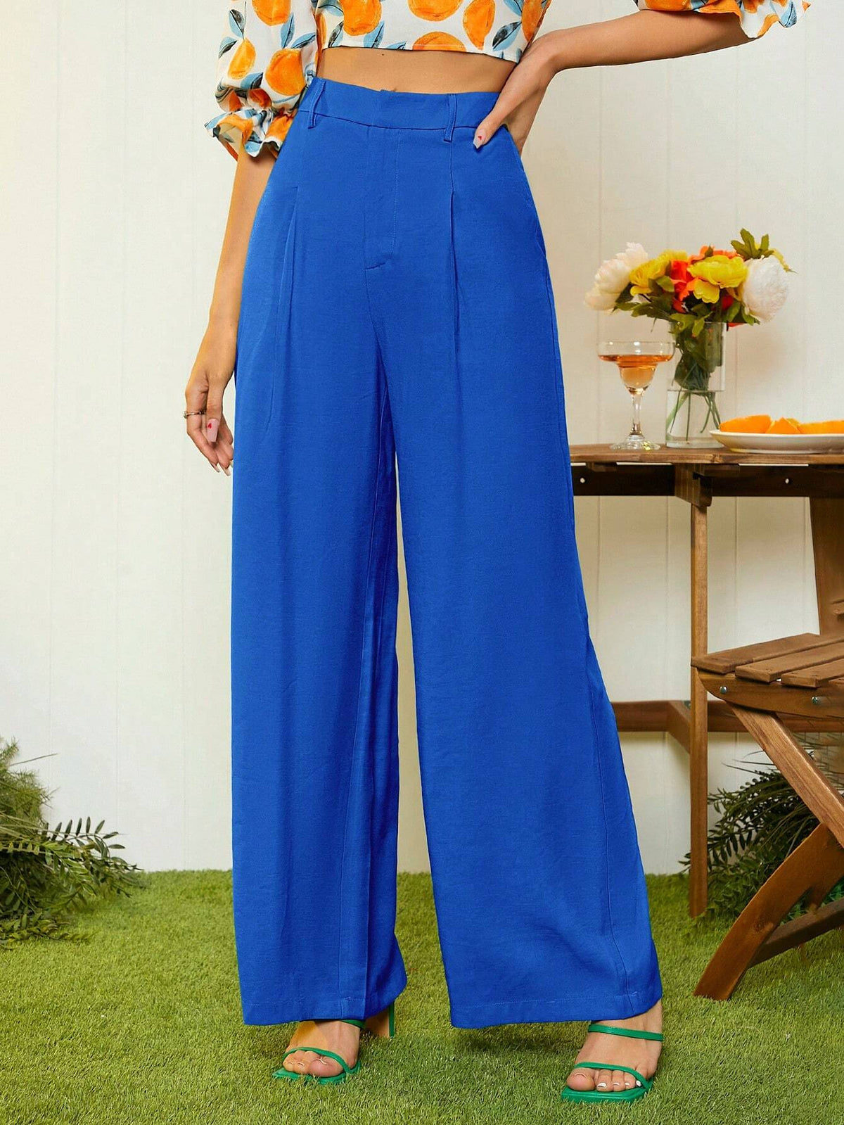 Solid Wide Leg Pants