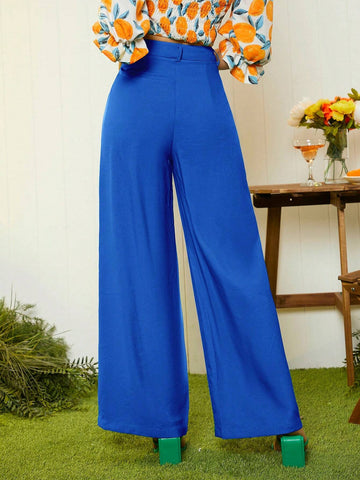 Solid Wide Leg Pants