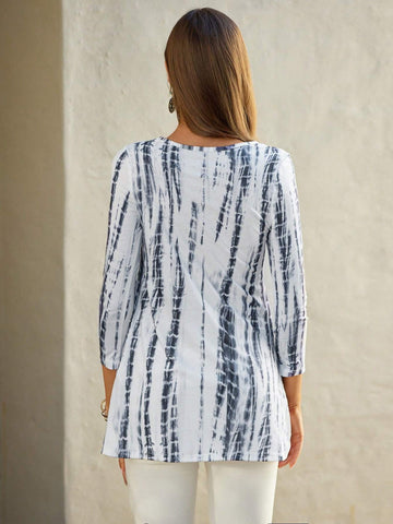 EMERY ROSE Tie Dye Split Hem Tee