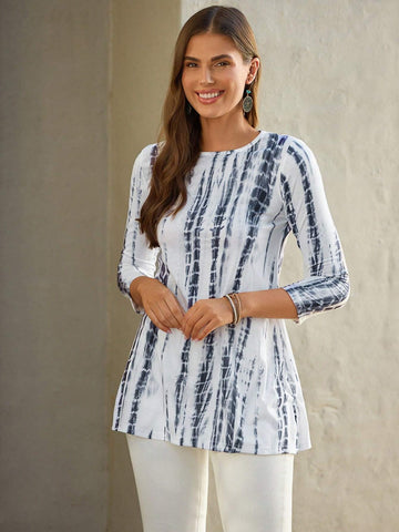 EMERY ROSE Tie Dye Split Hem Tee