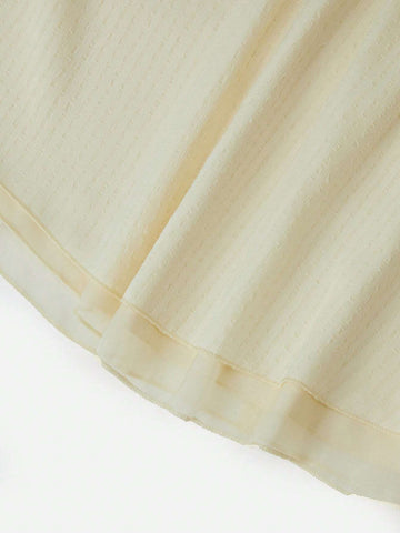 Off Shoulder Frill Trim Flare Sleeve Top & Skirt