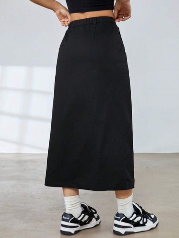 EZwear High Waist Split Hem Skirt