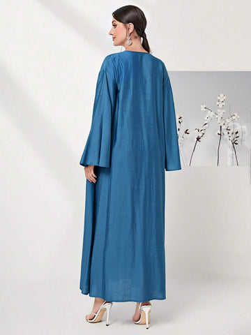 Solid Flounce Sleeve Coat & Ruffle Trim Knot Side Skirt Without Cami Top