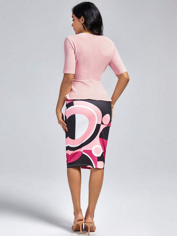 Geo Print Pencil Skirt