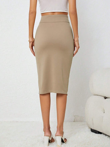 Zip Up Split Hem Skirt