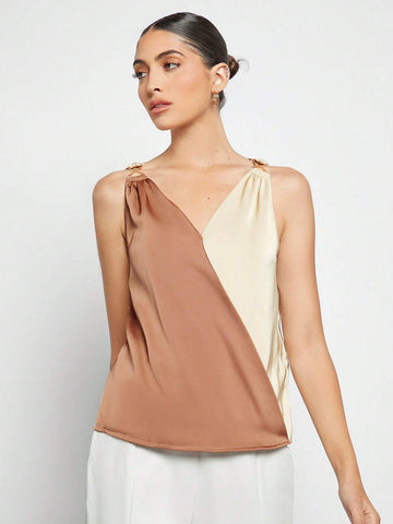 Two Tone Ring Linked Sleeveless Top