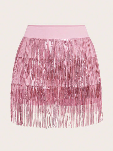 ICON Sequin Fringe Hem Skirt
