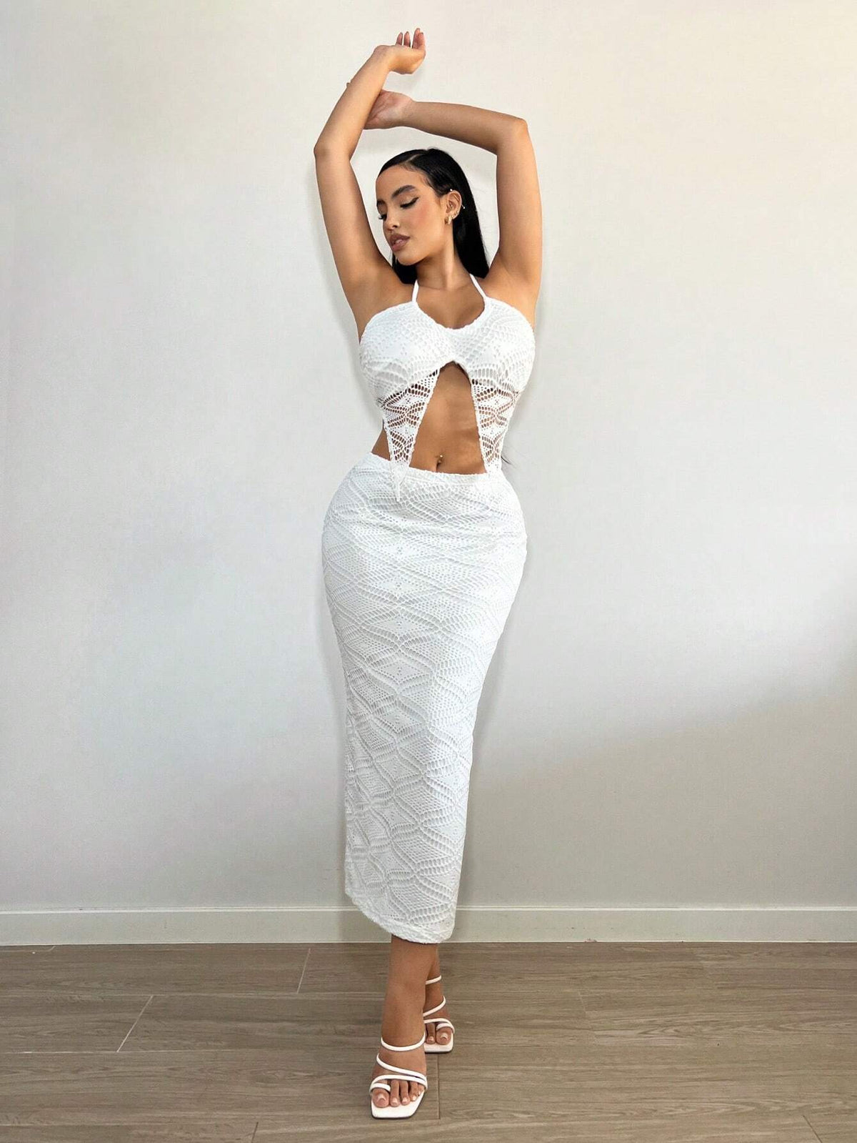 Solid Crop Halter Top & Skirt