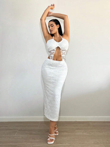 Solid Crop Halter Top & Skirt