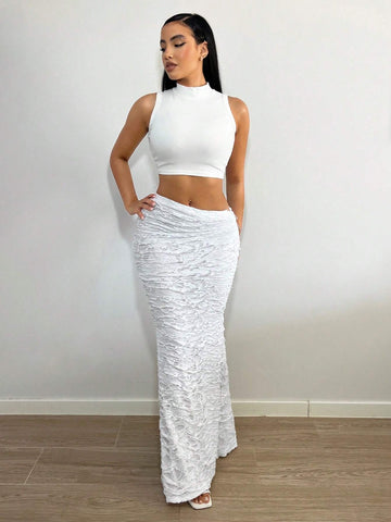 SXY Solid Mermaid Hem Skirt