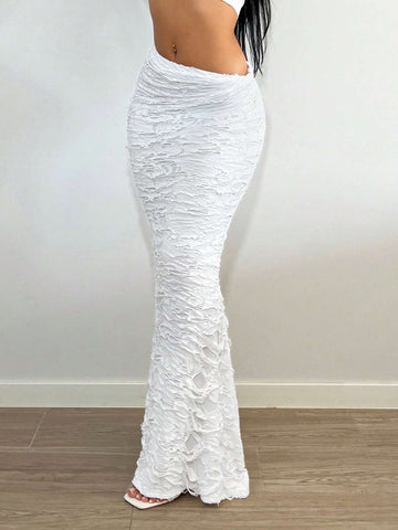 SXY Solid Mermaid Hem Skirt