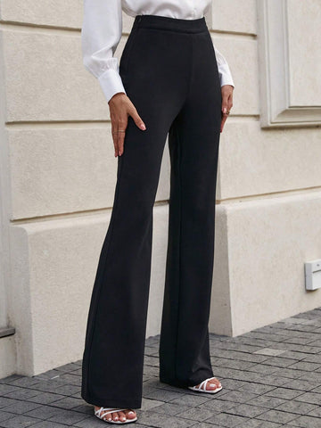 Solid Flare Leg Pants