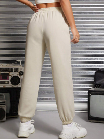 PETITE Solid Drawstring Waist Sweatpants