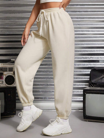 PETITE Solid Drawstring Waist Sweatpants