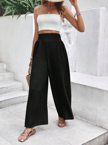 Solid Wide Leg Pants