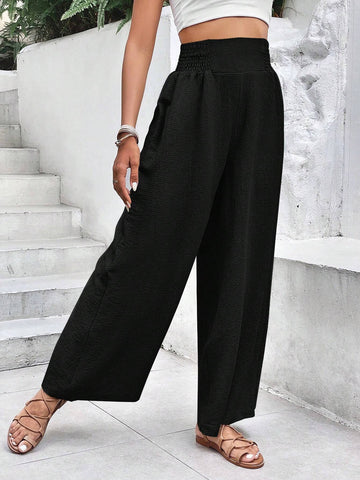 Solid Wide Leg Pants