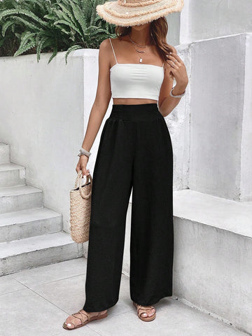 Solid Wide Leg Pants