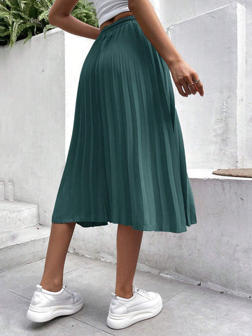 Frenchy Solid Pleated Skirt