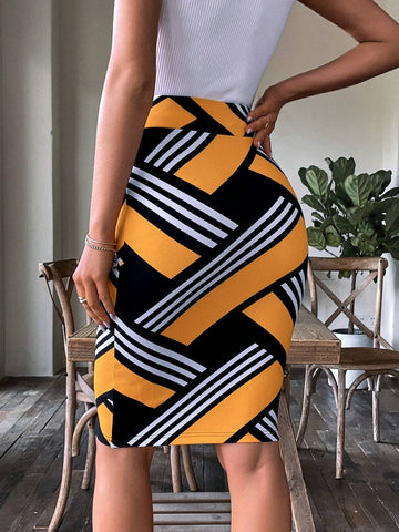Striped Print Bodycon Skirt