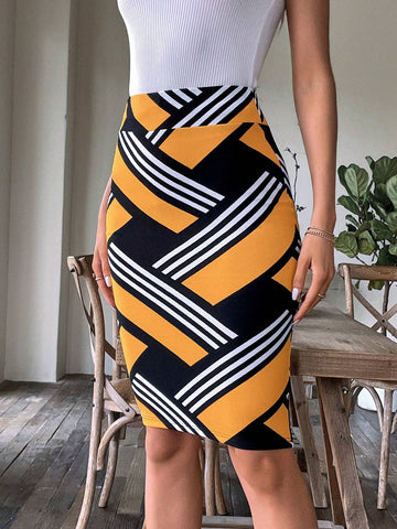 Striped Print Bodycon Skirt
