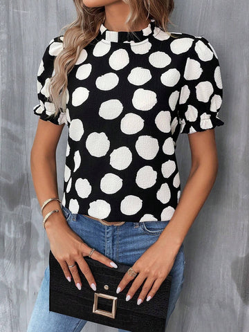 Allover Print Puff Sleeve Blouse
