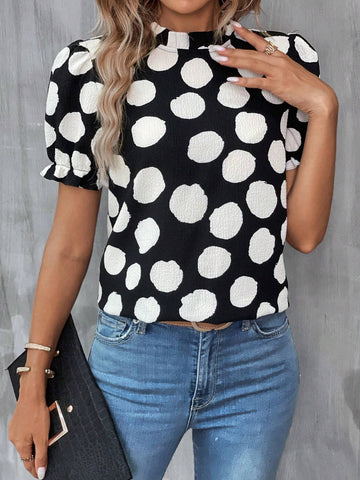Allover Print Puff Sleeve Blouse