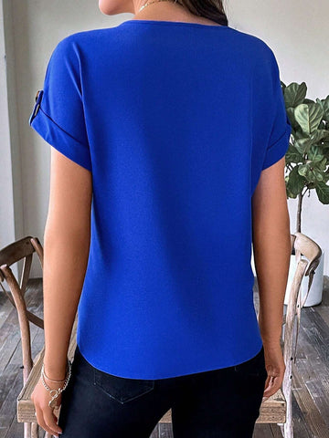 Solid Batwing Sleeve Blouse