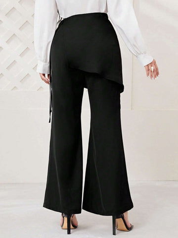 Modely Solid Split Hem Flare Leg Pants