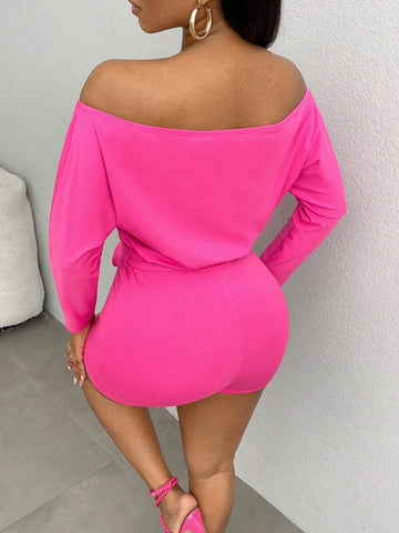 Off Shoulder Belted Romper