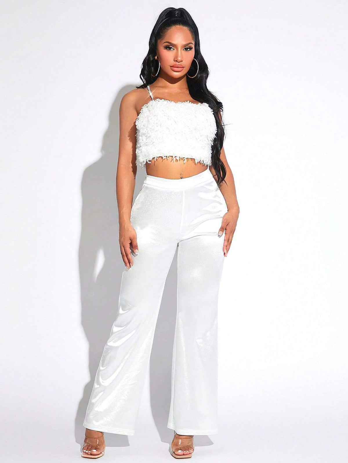 Solid Crop Cami Top & Satin Pants