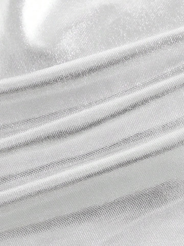 Solid 3D Rosette Tube Top & Draped Side Bodycon Skirt