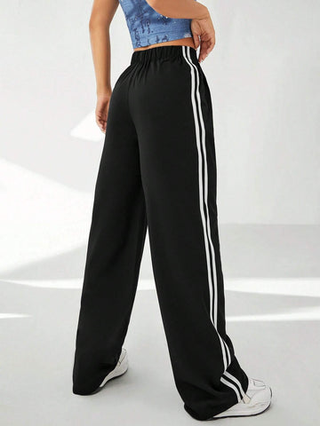 EZwear Striped Side Wide Leg Pants