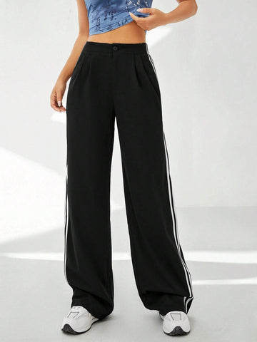 EZwear Striped Side Wide Leg Pants