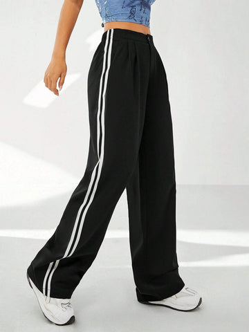 EZwear Striped Side Wide Leg Pants
