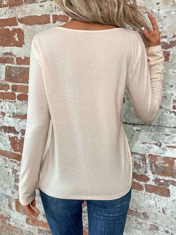 Letter Graphic Notched Neckline Tee