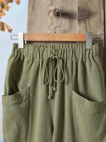 EMERY ROSE Knot Elastic Waist Pocket Patched Pants